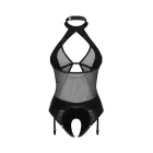 Dominna Faux Leather Bodysuit with Choker and Garter Straps – L/XL — Photo 5