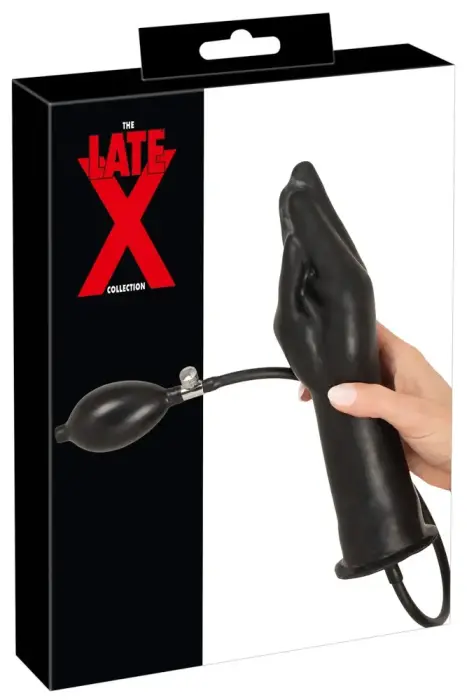 Latex piepūšams rokas formas dildo – 25 cm (10″) – melns