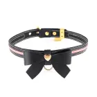 Sevanda Love Heart Butterfly Faux Leather Collar with Leash – Black/Pink — Photo 2
