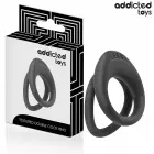 Addicted Toys Double Ring System silikoninis dvigubas žiedas – juodas – tekstūruota atrama 72 mm — Nuotrauka 1