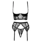 Cottelli LINGERIE wetlook shelf bra set with sequins, 3 pcs – black – 85B/L — Photo 5