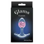 Cosmic Glams Small Pink – liquid silicone anal plug with glass accent — Photo 1