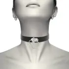 Coquette Chic Desire Vegan Leather Choker Double Ring Black 400mm — Photo 2