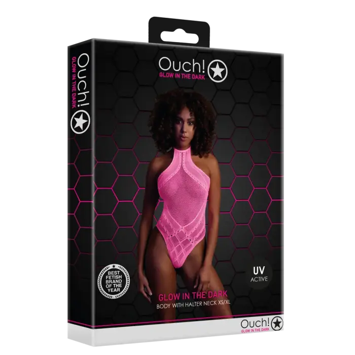 Neon Pink Halter Neck Bodysuit – One Size
