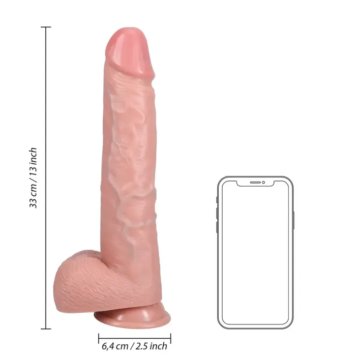 Eriti suur sirge dildo munanditega – 33 cm (13″) – Nahavärv Photo