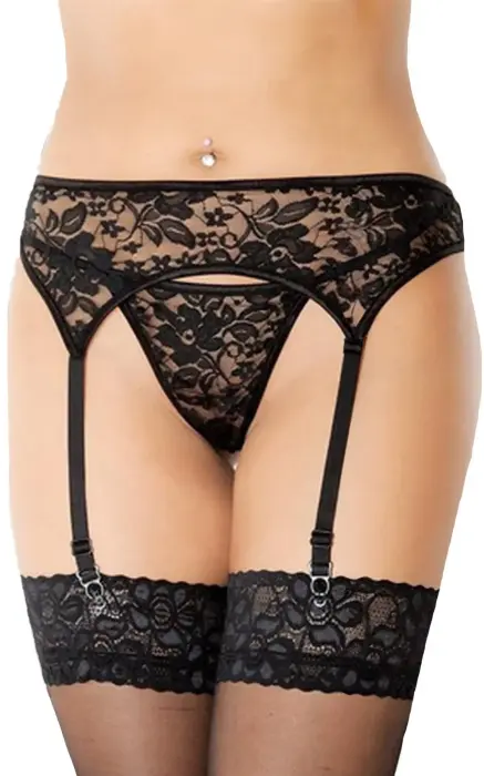 Garterbelt 3310 zeķturis un stringi – melns – M/L