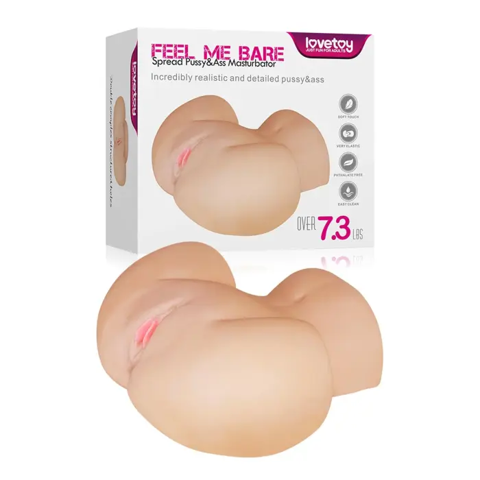 LoveToy Feel Me Bare – tupe ja päraku masturbaator, kaks 9-tollist tunneli, TPE