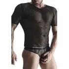 Men's V-neck T-shirt in Elastic Mesh – Black – XL — Photo 1