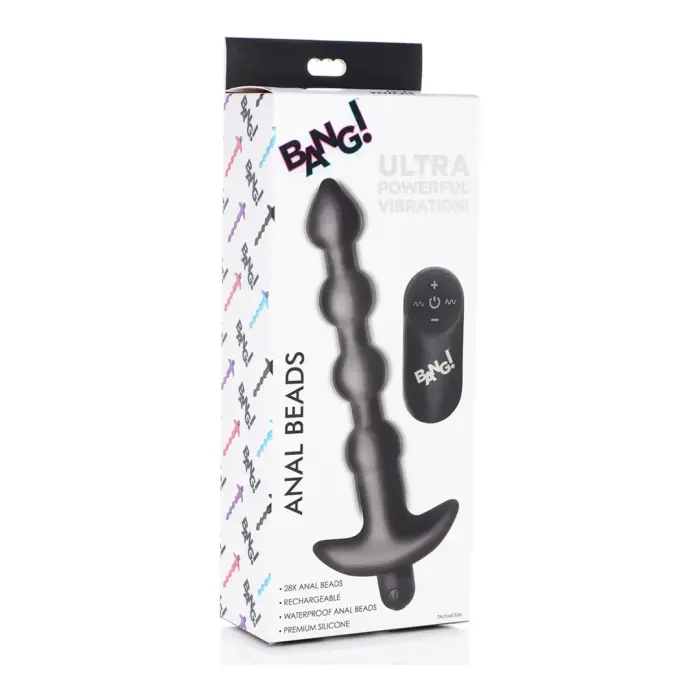 Vibrating Silicone Anal Beads with Remote Control – 18 cm – Black