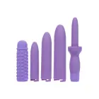 Dr. Laura Berman uzlādējamo dilatoru komplekts ar 4 fiksējamajiem izmēriem un uzmavu – violets Foto 1