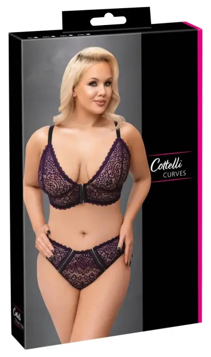 Cottelli CURVES фиолетовый кружевной комплект бюстгальтера и трусиков – 3 XL