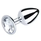 Silver L Butt Plug with White Diamond – 9 cm (3.5″) – Grey — Photo 1