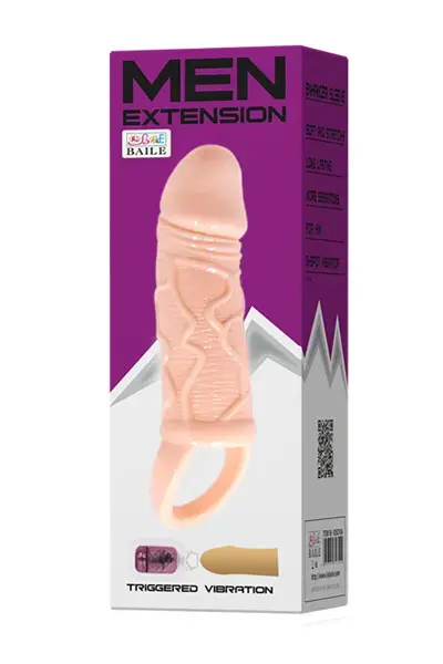Vibrējoša locekļa uzmava Men Extension – 17 cm (6.7″) – miesas krāsa