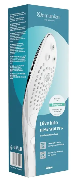 Womanizer Wave – многофункциональная душевая лейка с технологией Pleasure Jet – хром – 27,7 см