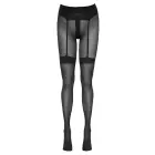 Cottelli LEGWARE сетчатые колготки с открытой промежностью и поясом для чулок – чёрные — Фото 5
