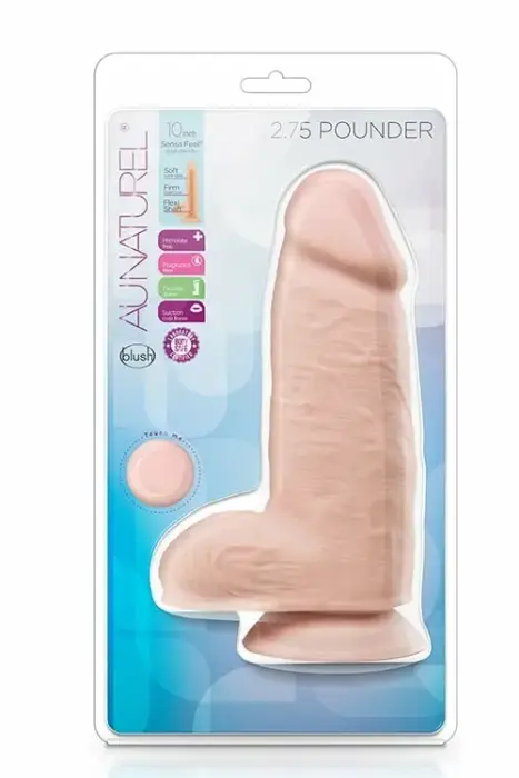 Blush AU NATUREL 2.75 Pounder – фаллоимитатор из TPE двойной плотности на присоске – ванильный – 25 см