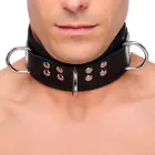 The Red Leather Necklace 3 D Rings – plata ādas kaklasiksna ar 3 D veida gredzeniem – melna – 38–53 cm — Foto 4