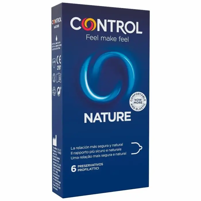 CONTROL Adapta Nature caurspīdīgi anatomiski lateksa prezervatīvi – 6 gab.