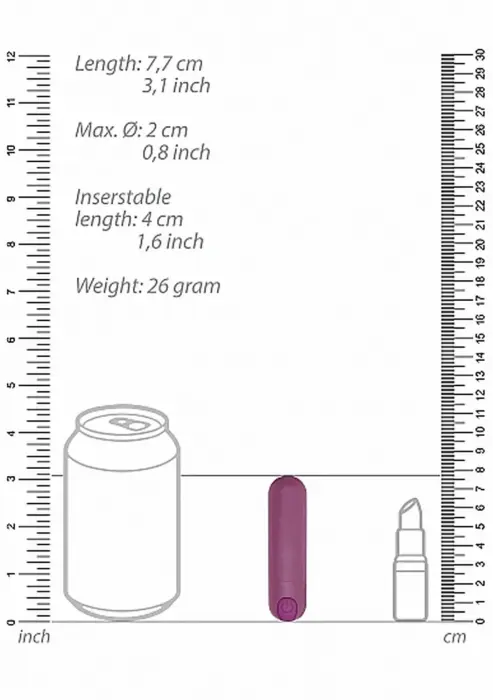 10 ātrumu uzlādējams lodes vibrators – 7.7 cm (3.1″) – violets Foto 3