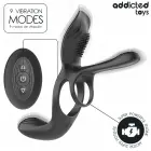 Addicted Toys Double Ring System with Multi-Zone Vibrating Stimulator – Black — Photo 6