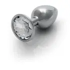 Round Gem Butt Plug - S - Silver/Diamond — Photo 6