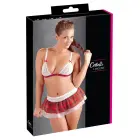 Cottelli Collection – bra top, two-layer mini skirt and open string set – red check – S — Photo 1