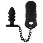 Black Velvets Cock cage with butt plug and ball ring – Black — Photo 3
