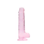 Reālistisks dildo ar sēkliniekiem un piesūcekni – 21 cm (8.3″) – Rozā — Foto 2