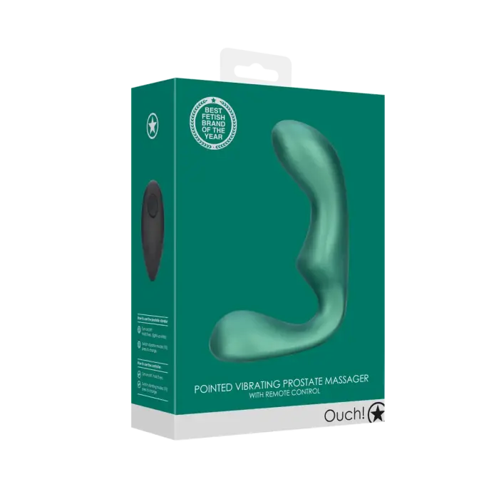 Pointed Vibrating Prostate Massager with Remote Control – 10 Patterns – Metallic Green