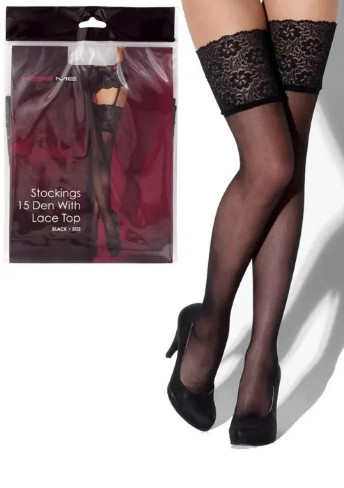 Kiss Me Thigh High Stockings – White – S/M