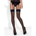Bielizna-S800 Thigh High Stockings with Lace Band – Black – L/XL — Photo 1