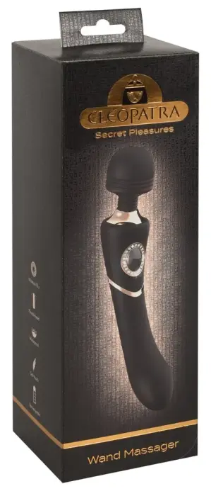 Cleopatra wand masāžas vibrators – 24.2 cm (9.5″) – melns