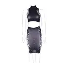 Kala XXXVII Two Piece Set with Turtleneck Crop Top and Skirt – Black – Plus size — Photo 9