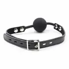 Ohmama Silicone Ball Gag with Adjustable Leather Strap & Padlock, 4 cm — Photo 3