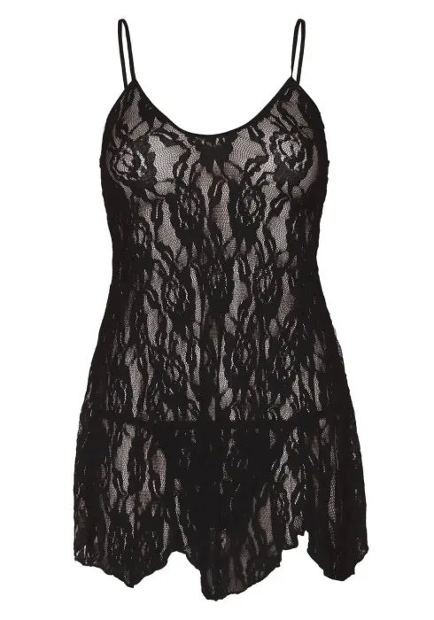 Rose Lace Flair сорочка – чёрная – One Size