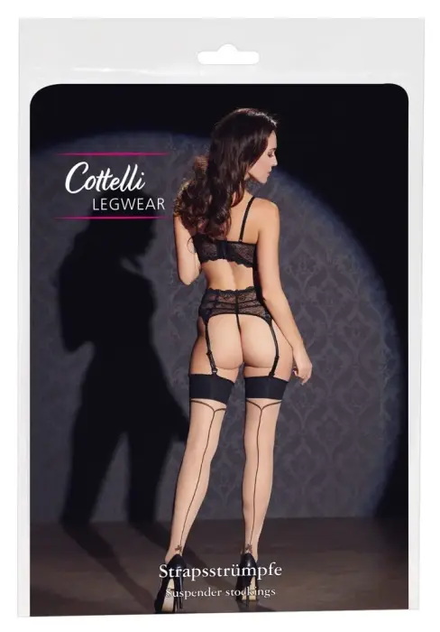 Cottelli Collection sukad Seam 5 20 DEN tagumise õmbluse ja bantidekoriga – mustad