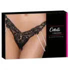 Cottelli LINGERIE eemaldatavate pärlikettidega stringid – mustad – M/L — Foto 1