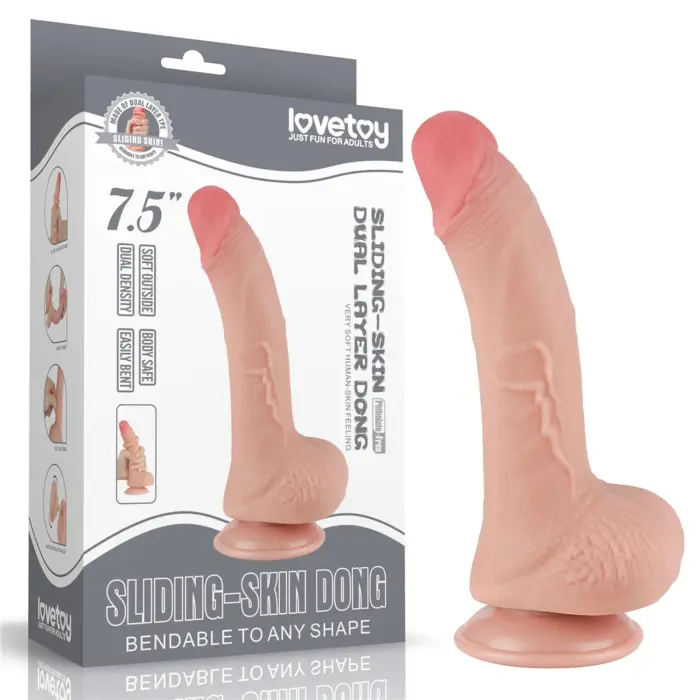 Sliding Skin kahekihiline dildo – 19 cm (7.5″) – Nahavärv
