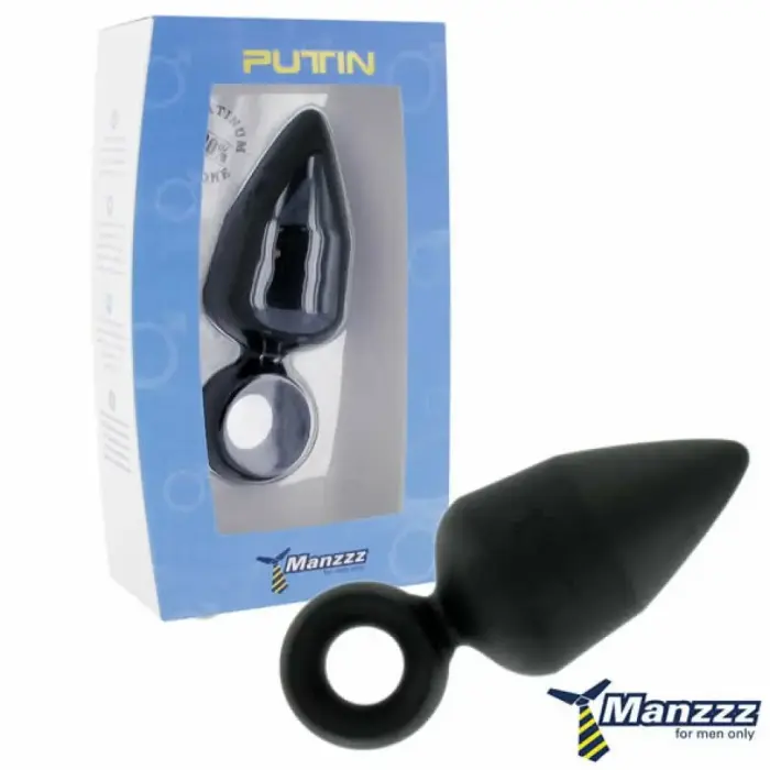 ManzzzToys Putin Black liels silikona anālais spraudnis – 12 cm – melns