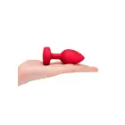 B-Vibe vibrējošs sirds formas anālais spraudnis M/L – Sarkans — Foto 7