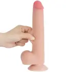 Sliding Skin двухслойный дилдо – 9'' (23 см) – Телесный — Фото 6