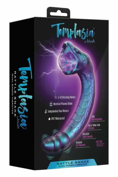 Temptasia Rattle Snake Plasma Globe – гибкий вибратор с двумя моторами – 35 см
