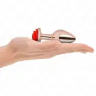 KINK Pink Gold Stainless анальная пробка с акцентом в виде красной розы – M – Розовый — Фото 3