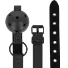 Intense Fetish Vegan Leather Ball Gag – Adjustable – Black — Photo 4