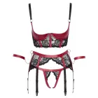 Cottelli Bondage Shelf Bra Set Black/Red M - Lace & Matte Finish — Photo 6