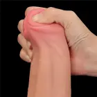 LoveToy King Sized Sliding Skin Dual Layer Dong – realistiškas dildo – TPE – kūno spalvos – 29,2 cm — Nuotrauka 9