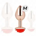 KINK Pink Gold Stainless анальная пробка с акцентом в виде красной розы – M – Розовый — Фото 2