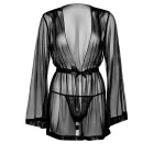 Caurspīdīgs kimono un stringi komplekts – melns – S/M Foto 14