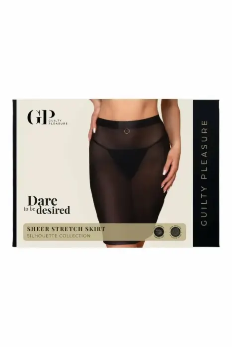 Guilty Pleasure Sheer Stretch Skirt – полупрозрачная сетчатая юбка-карандаш миди – чёрная – Размер: S/M