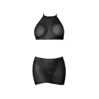 Magic Silk Polka Dot Mesh Halter and Skirt Set – Black – L/XL — Photo 4